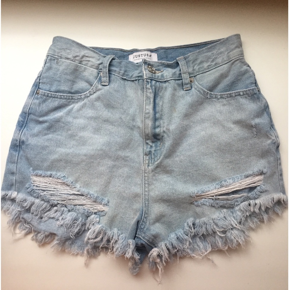 High Waisted Distressed Jean Shorts